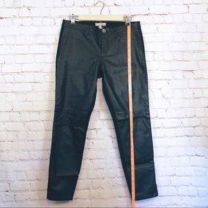 Faux leather front black jeans